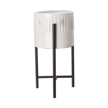Load image into Gallery viewer, Set of 3 Washed White Metal Plant Stands
