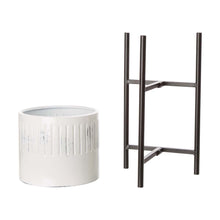 Load image into Gallery viewer, Set of 3 Washed White Metal Plant Stands
