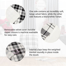 Load image into Gallery viewer, 72"L*48"W Polar Fleece Black &amp; White Plaid Reversible Duvet Cover
