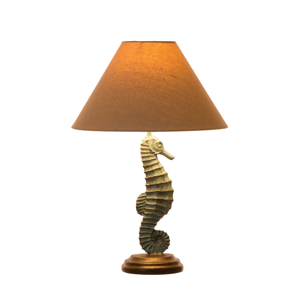 Vintage Seahorse Style Novelty Table Lamp with Burlap Shade
