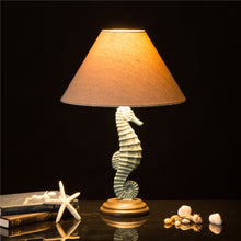 Load image into Gallery viewer, Vintage Seahorse Style Novelty Table Lamp with Burlap Shade
