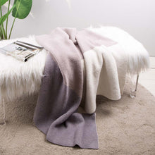 Load image into Gallery viewer, 60&quot;L*50&quot;W Knitted Polyester Feather Yarn Tricolor Throw Blanket 965g
