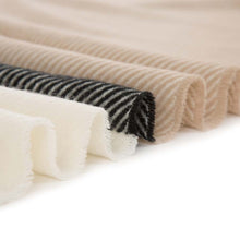 Load image into Gallery viewer, Women Oversized Cream and Black Stripe Scarf with Tassels

