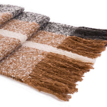 Load image into Gallery viewer, Women Oversized Tan, White and Gray Scarf with Tassels,250g
