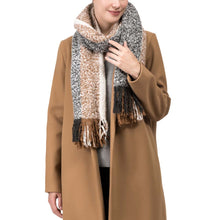Load image into Gallery viewer, Women Oversized Tan, White and Gray Scarf with Tassels,250g
