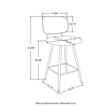 Load image into Gallery viewer, 43&quot;H Grey PU Leather Bar Stool with Back, Set of 2
