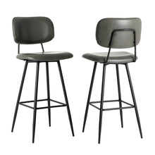 Load image into Gallery viewer, 43&quot;H Grey PU Leather Bar Stool with Back, Set of 2
