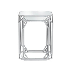 Load image into Gallery viewer, Silver Metal Nesting Side &amp; End Accent Table with Glass Top, Set of 2
