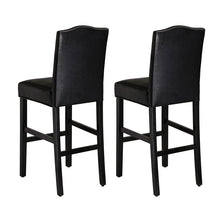 Load image into Gallery viewer, 45.00&quot;H Black Leatherette High-Back Barchair with Studded Decoration, Set of 2
