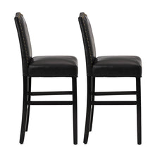 Load image into Gallery viewer, 45.00&quot;H Black Leatherette High-Back Barchair with Studded Decoration, Set of 2
