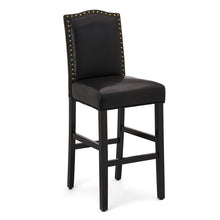 Load image into Gallery viewer, 45.00&quot;H Black Leatherette High-Back Barchair with Studded Decoration, Set of 2
