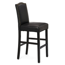 Load image into Gallery viewer, 45.00&quot;H Black Leatherette High-Back Barchair with Studded Decoration, Set of 2
