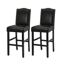 Load image into Gallery viewer, 45.00&quot;H Black Leatherette High-Back Barchair with Studded Decoration, Set of 2
