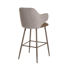 Load image into Gallery viewer, Dark Brown Mixing Leatherette/Gray Fabric Bar Stool with Back, Set of 2
