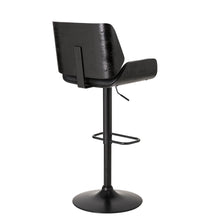Load image into Gallery viewer, Mid-century Modern Black Adjustable Gaslift Swivel Bar Stool

