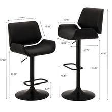 Load image into Gallery viewer, Mid-century Modern Black Adjustable Gaslift Swivel Bar Stool

