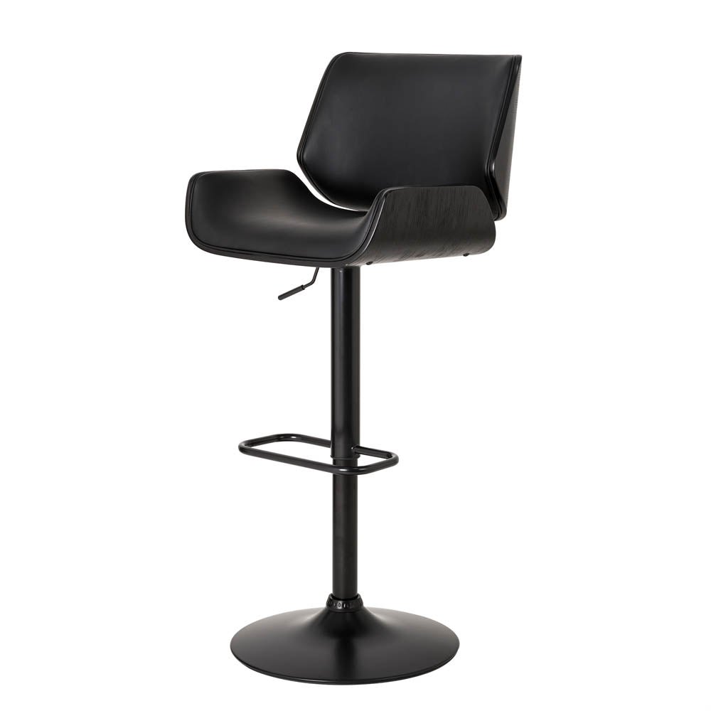 Mid-century Modern Black Adjustable Gaslift Swivel Bar Stool