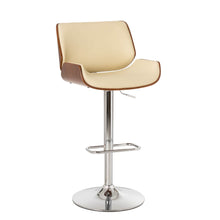 Load image into Gallery viewer, Mid-century Leather Modern Beige Adjustable Height Swivel Bar Stool
