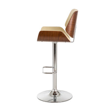 Load image into Gallery viewer, Mid-century Leather Modern Beige Adjustable Height Swivel Bar Stool

