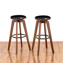 Load image into Gallery viewer, 30&quot;H Bamboo Swivel Upholstery Bar Stool, Set of 2
