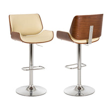 Load image into Gallery viewer, Mid-century Leather Modern Beige Adjustable Height Swivel Bar Stool,Set of 2
