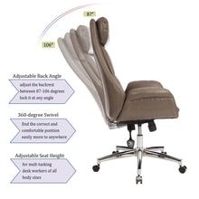 Load image into Gallery viewer, Mid-Century Modern Brownish Grey Leatherette Gaslift Adjustable Swivel Office Chair
