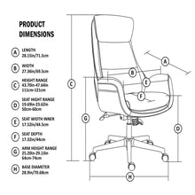 Load image into Gallery viewer, Mid-Century Modern Black Leatherette Adjustable Swivel High Back Office Chair
