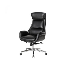 Load image into Gallery viewer, Mid-Century Modern Black Leatherette Adjustable Swivel High Back Office Chair
