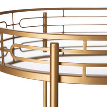 Load image into Gallery viewer, 30.75&quot;H 2-Tier Gold Deluxe Metal Oval Mirrored Bar Cart
