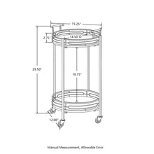 Load image into Gallery viewer, 29.5&quot;H Black Deluxe 2-Tier Metal Round Mirrored Bar Cart
