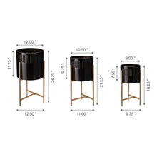 Load image into Gallery viewer, Modern Glossy Black Metal Plant Stands, Set of 3
