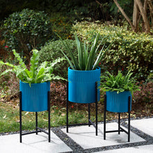 Load image into Gallery viewer, Modern Glossy Blue Metal Plant Stands, Set of 3
