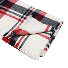Load image into Gallery viewer, Women Oversized Red, White and Grey Scarf with with Fringes
