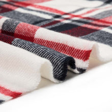 Load image into Gallery viewer, Women Oversized Red, White and Grey Scarf with with Fringes
