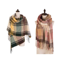 Load image into Gallery viewer, Oversized Fashion Multicolor Plaid Scarf with Tassels, Set of 2
