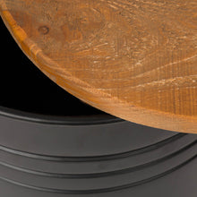 Load image into Gallery viewer, Black Metal Storage Accent Table or Stool with Solid Wood Lid - Set of 2
