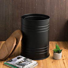 Load image into Gallery viewer, Black Metal Storage Accent Table or Stool with Solid Wood Lid - Set of 2
