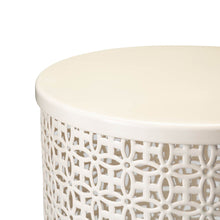 Load image into Gallery viewer, Set of 2 Cream White Metal Garden Stool or Plant Stand or Accent Table (Multi-functional)
