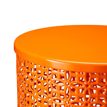 Load image into Gallery viewer, Set of 2 Orange Metal Garden Stool or Plant Stand or Accent Table (Multi-functional)
