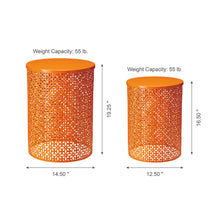 Load image into Gallery viewer, Set of 2 Orange Metal Garden Stool or Plant Stand or Accent Table (Multi-functional)
