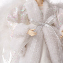 Load image into Gallery viewer, 16&quot;H Christmas Angel Tree Topper With White Faux Fur Dress
