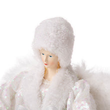 Load image into Gallery viewer, 16&quot;H Christmas Angel Tree Topper With White Faux Fur Dress
