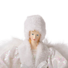 Load image into Gallery viewer, 16&quot;H Christmas Angel Tree Topper With White Faux Fur Dress
