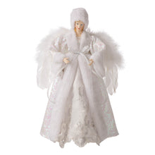 Load image into Gallery viewer, 16&quot;H Christmas Angel Tree Topper With White Faux Fur Dress
