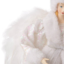 Load image into Gallery viewer, 16&quot;H Christmas Angel Tree Topper With White Faux Fur Dress
