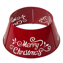 Load image into Gallery viewer, 26&quot;D &quot;Merry Christmas&quot; Diecut Metal Tree Collar with Light String
