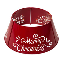 Load image into Gallery viewer, 26&quot;D &quot;Merry Christmas&quot; Diecut Metal Tree Collar with Light String
