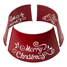 Load image into Gallery viewer, 26&quot;D &quot;Merry Christmas&quot; Diecut Metal Tree Collar with Light String
