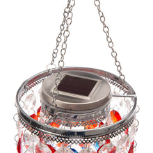 Load image into Gallery viewer, 19&quot;H Solar Lighted Hanging Décor with Red, White, Blue Acrylic Jewel Beads
