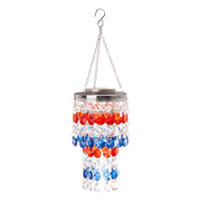 Load image into Gallery viewer, 19&quot;H Solar Lighted Hanging Décor with Red, White, Blue Acrylic Jewel Beads
